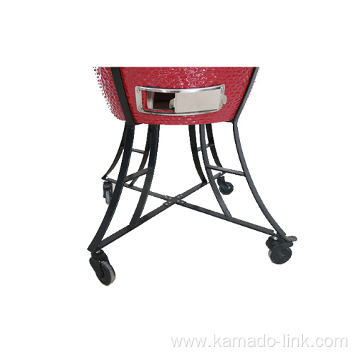 Kamado grill with stainless steel grill tables